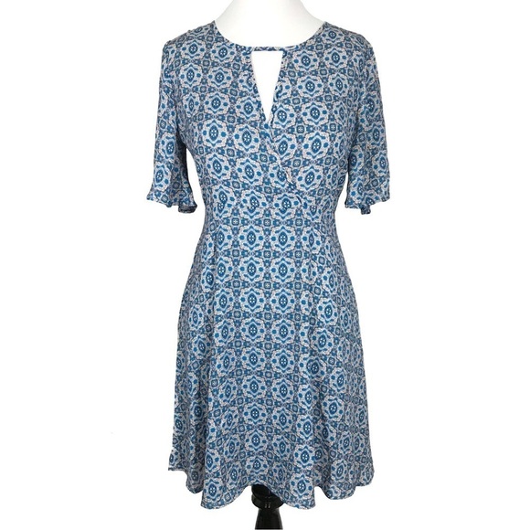 Lush Floral Hearts Flutter Sleeve Dress Size SMALL Retro - Picture 1 of 12